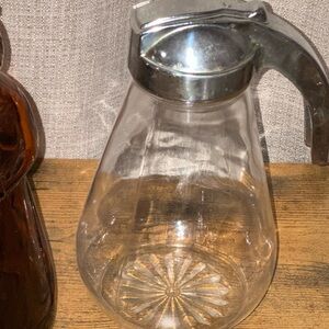 Glass Syrup Dispenser with Silver Lid